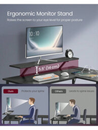 LEDREM L-Shaped Desk With Power Outlets, Corner Desk, Computer Desk With Monitor Shelf, Gaming Desk With Led Lights - thumbnail 9