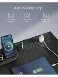 LEDREM L-Shaped Desk With Power Outlets, Corner Desk, Computer Desk With Monitor Shelf, Gaming Desk With Led Lights - thumbnail 6