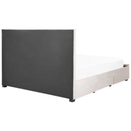 Beliani Bed With Storage Drawers Velvet Lievin 180 X 200 Cm (Eu Super King) Beige - thumbnail 8