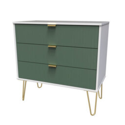 Linear Ready Assembled Matt Green & White 3 Drawer Wide Chest (H)695mm (W)765mm (D)415mm - thumbnail 1