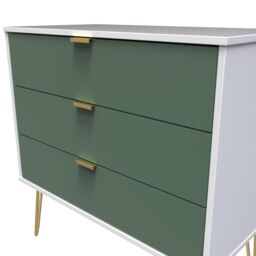 Linear Ready Assembled Matt Green & White 3 Drawer Wide Chest (H)695mm (W)765mm (D)415mm - thumbnail 4