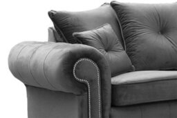 Furnishings For Less UK Zoey Grey Plush Velvet Fabric Sofa Suite 3 Seater And 2 Seater Chesterfield Design - thumbnail 4