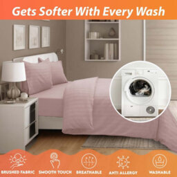 Aspire Homeware Peach Duvet Cover Complete Set, Reversible Modern Bedding Set, King (L)220Cm X (W)230Cm - thumbnail 4