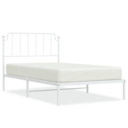Berkfield Metal Bed Frame Without Mattress With Headboard White 107X203Cm - thumbnail 2
