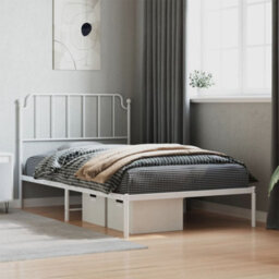 Berkfield Metal Bed Frame Without Mattress With Headboard White 107X203Cm - thumbnail 1