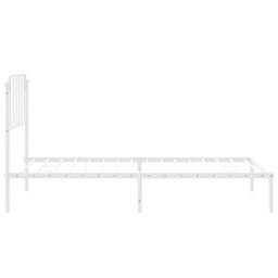 Berkfield Metal Bed Frame Without Mattress With Headboard White 107X203Cm - thumbnail 6