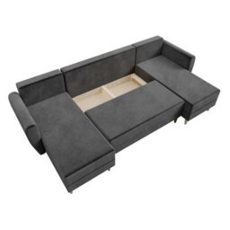 Palermo U Shaped Corner Sofa Bed With Storage 6 Colours Sprung Seat New Blue - thumbnail 3