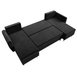 Palermo U Shaped Corner Sofa Bed With Storage 6 Colours Sprung Seat New Blue - thumbnail 2