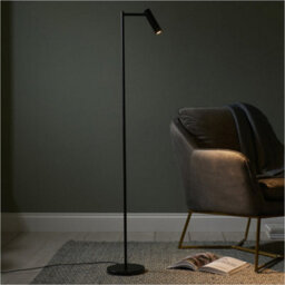 Loops 1250mm Floor Lamp - Matt Black Modern Sofa Reading - Standing Led Light Base & Shade - thumbnail 3