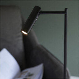 Loops 1250mm Floor Lamp - Matt Black Modern Sofa Reading - Standing Led Light Base & Shade - thumbnail 4