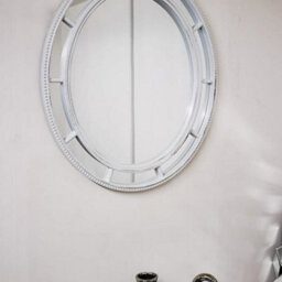 Deenz Oval - Vintage White Shabby Chic Oval Window Mirror 48.5X58.5X3Cm
