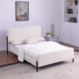 SlumberWorx Thetford Ivory Boucle Fabric Bed Frame - thumbnail 1