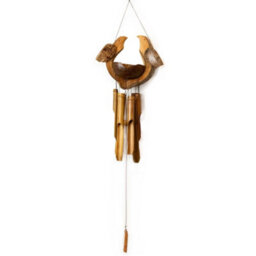 Serenityy Bamboo Windchime Natural Finish Husband & Wife Motif, 6 Tubes, 50Cm Length, 120Cm Overall Height - thumbnail 2