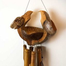 Serenityy Bamboo Windchime Natural Finish Husband & Wife Motif, 6 Tubes, 50Cm Length, 120Cm Overall Height - thumbnail 3