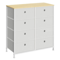 Songmics Chest Of Drawers, Storage Unit With 8 Easy Pull Fabric Drawers, Organiser Unit With Metal Frame, Cream White And Oak - thumbnail 3