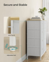 Songmics Chest Of Drawers, Storage Unit With 8 Easy Pull Fabric Drawers, Organiser Unit With Metal Frame, Cream White And Oak - thumbnail 7