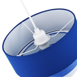 Happy Homewares Contemporary Round Triple Tier Midnight Blue Cotton Fabric Pendant Light Shade - thumbnail 4