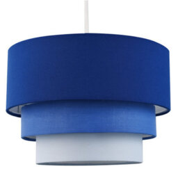 Happy Homewares Contemporary Round Triple Tier Midnight Blue Cotton Fabric Pendant Light Shade - thumbnail 1