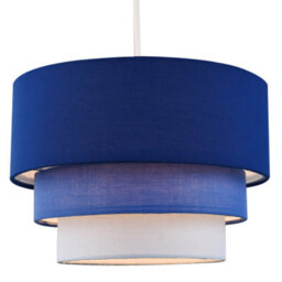 Happy Homewares Contemporary Round Triple Tier Midnight Blue Cotton Fabric Pendant Light Shade - thumbnail 2