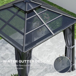 Outsunny 3X3(M) Hardtop Gazebo With Polycarbonate Roof & Sides, Grey - thumbnail 6