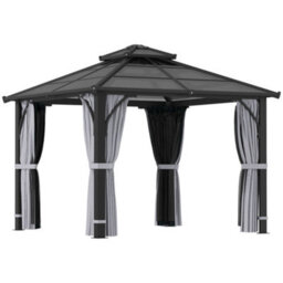 Outsunny 3X3(M) Hardtop Gazebo With Polycarbonate Roof & Sides, Grey - thumbnail 2