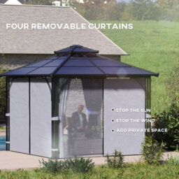 Outsunny 3X3(M) Hardtop Gazebo With Polycarbonate Roof & Sides, Grey - thumbnail 8