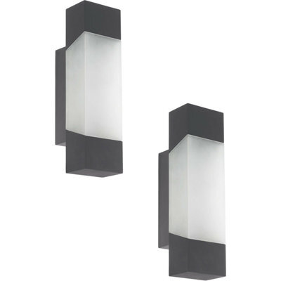 2 Pack Ip44 Outdoor Wall Lights - Modern Anthracite Accent Lamps With Built-In Led - image 1