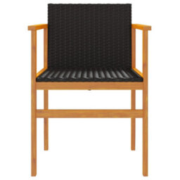 Berkfield Garden Chairs 2 Pcs Black Poly Rattan&solid Wood - thumbnail 5