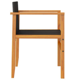 Berkfield Garden Chairs 2 Pcs Black Poly Rattan&solid Wood - thumbnail 6