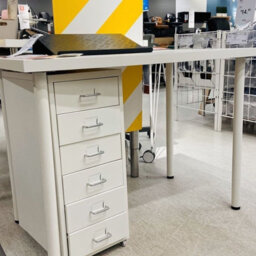 Living And Home White 6 Drawer Chest Metal Movable Office Storage File Cabinet Nightstand With Wheels H 685 mm - thumbnail 3