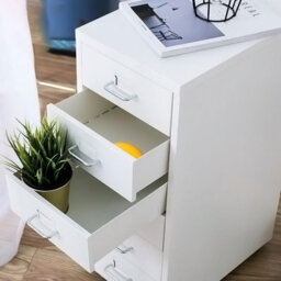 Living And Home White 6 Drawer Chest Metal Movable Office Storage File Cabinet Nightstand With Wheels H 685 mm - thumbnail 6