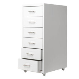 Living And Home White 6 Drawer Chest Metal Movable Office Storage File Cabinet Nightstand With Wheels H 685 mm - thumbnail 5