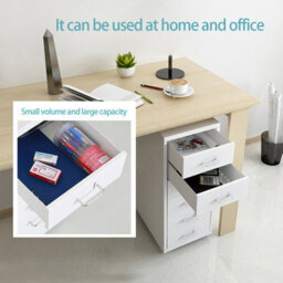 Living And Home White 6 Drawer Chest Metal Movable Office Storage File Cabinet Nightstand With Wheels H 685 mm - thumbnail 4