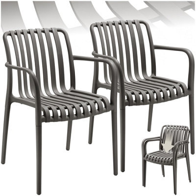 Tectake Garden Chairs Alcudia - Weather-Resistant, Durable And Long-Lasting Plastic - Anthracite - Set Of 2 - image 1