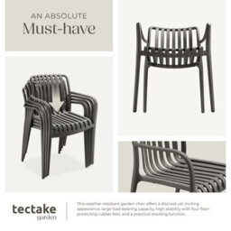 Tectake Garden Chairs Alcudia - Weather-Resistant, Durable And Long-Lasting Plastic - Anthracite - Set Of 2 - thumbnail 5