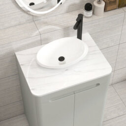 Royal Bathrooms Venice 600mm Dove Grey Freestanding Bathroom Countertop Vanity Unit 2 Door With Nova Basin - thumbnail 6