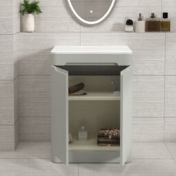 Royal Bathrooms Venice 600mm Dove Grey Freestanding Bathroom Countertop Vanity Unit 2 Door With Nova Basin - thumbnail 5