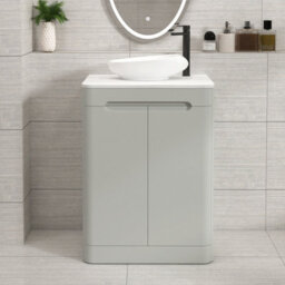 Royal Bathrooms Venice 600mm Dove Grey Freestanding Bathroom Countertop Vanity Unit 2 Door With Nova Basin - thumbnail 1