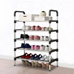 5 Tier Black Cabinet Holder Shelf Shoe Rack Stand Shelf - thumbnail 5