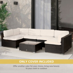 Outsunny Garden Rattan Sofa Set Polyester Cover Replacement No Cushion Cream - thumbnail 6