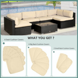 Outsunny Garden Rattan Sofa Set Polyester Cover Replacement No Cushion Cream - thumbnail 4