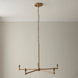 Loops Sophisticated 5-Light Pendant Ceiling Light In Brushed Aged Brass And Pearl Grey Fabric - thumbnail 6