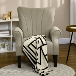 Homcom Upholstered Modern Accent Chair, Armchair With Wood Legs, Beige - thumbnail 6