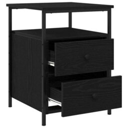 Berkfield Bedside Cabinets 2 Pcs Black Oak 44X45X60 Cm Engineered Wood - thumbnail 2