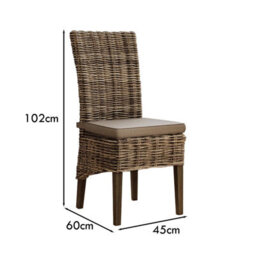 FWSTYLE Set Of 2 Ready Assembled Rattan Dining Chairs With Cushion - thumbnail 4