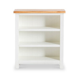 Farro White 3 Tier Small Bookcase - Painted With Oak Top - By Roseland Furniture - thumbnail 3