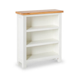 Farro White 3 Tier Small Bookcase - Painted With Oak Top - By Roseland Furniture - thumbnail 1