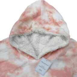 Ohs Tie-Dye Hooded Blanket Oversized Wearable Sherpa Fleece, Blush Pink - thumbnail 4