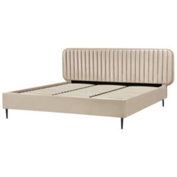 Beliani Bed Velvet Brin 180 X 200 Cm (Eu Super King) Taupe - thumbnail 4