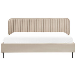 Beliani Bed Velvet Brin 180 X 200 Cm (Eu Super King) Taupe - thumbnail 5